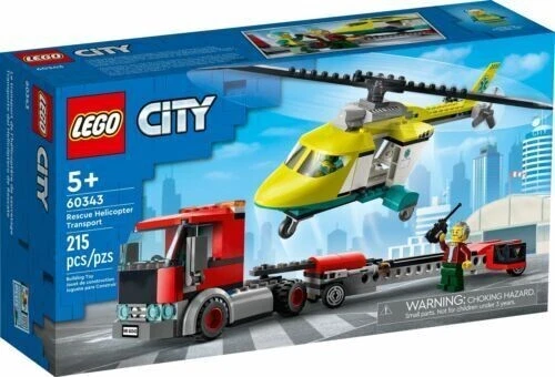 60343 RESCUE HELICOPTER TRANSPORT truck semi lego city town NEW legos set - Image 1 of 1