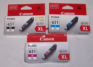 3 x Canon 651XL black,cyan,magenta cartridges for iP7260,MG5460,MG6360,MG5560 ++ - Bild 1 von 1