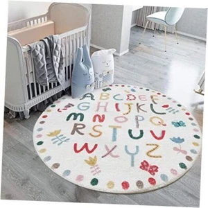 ABC Letters Children Educational Learning Area Rug,Baby Round 4ft Alphabet - Picture 1 of 8
