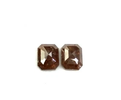 big natural diamond pair 2.70tcw red brown mix sparkling emerald brilliant cut - Image 1 of 4