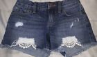 Girls Old Navy Distressed Lace Denim Shorts-EUC-Size 7