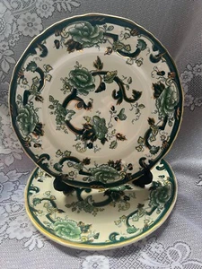 MASONS GREEN CHARTREUSE SET 2 DINNER/LUNCH PLATES 10" LOOK UNUSED - Picture 1 of 8
