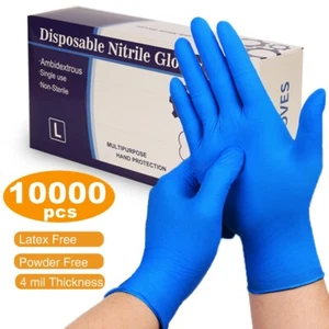 Guantes desechables industriales de nitrilo azul 10000 piezas 4 mil sin látex seguros para alimentos EE. UU. - Imagen 1 de 7