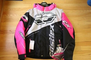 CASTLEX WOMENS CODE SILVER/BLACK/PINK GLO MOTORCYCLE JACKET SIZE WOMENS MEDIUM - Picture 1 of 2