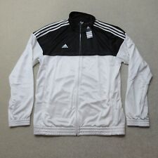 Adidas Track Jacket Mens Large White Black Full Zip Warm-Up Top Sportswear NWT