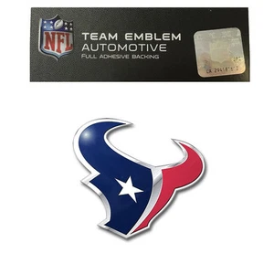 NFL Houston Texans Aluminum Auto Emblem Decal Size Aprx. 3 1/2 x 3 3/4 inches - Picture 1 of 1