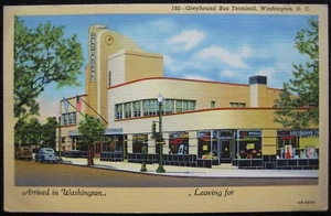 Washington, DC Greyhound Bus Terminal Old Cars Linen Postcard OB-H974 - Picture 1 of 2