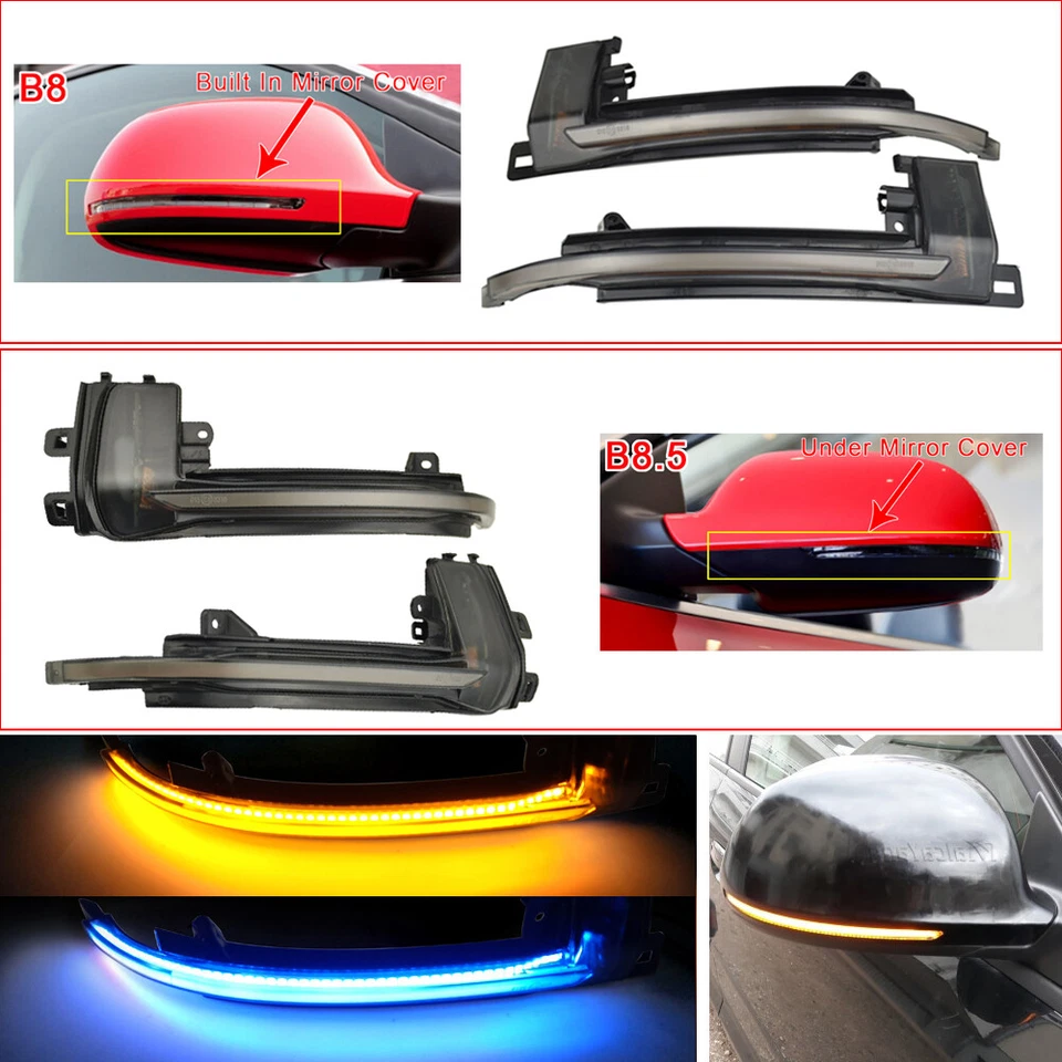 Luz de señal de giro secuencial LED para Audi A3/S3/RS3 A4/S4 A5/S5/RS5 Q3 A8/S8 Foto 1 de 3