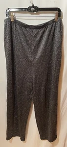 Womens Black Glitter Wide Leg Sparkle Pants Holiday Pull On 2X - Picture 1 of 7