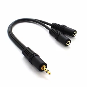 3.5mm Jack Headphone Splitter Cable 3.5 Lead Gold 2 Way Gold Plated OD 3.5x7.0mm - Picture 1 of 3
