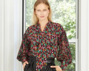 Women's Balloon Long Sleeve Soft Bow Blouse -Who What Wear -Various Sizes -S711 - Picture 1 of 5