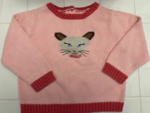 Gymboree Teachers Pet Pink Siamese Cat Sweater Bow Vintage Size 18-24 Months - Picture 1 of 10