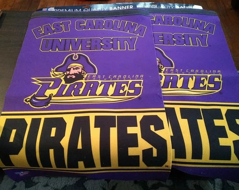 Lot Of 2 New East Carolina Univ Pirates Felt Banner Wincraft NCAA 17x26 New Cover