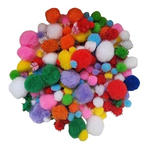 150Stück Pompons MIX Bommel Wollpompon Plüschkugel Nähen Basteln 10-30mm POMPOMS - Bild 1 von 2