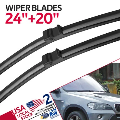 Front Windshield Wiper Blades Pair of 24"+20" All Season For BMW X5 2007-2011 - Изображение 1 из 4