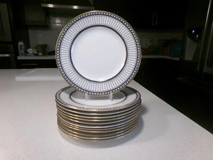 WEDGWOOD COLONADE BLACK LOT OF 12 SALAD PLATES - Picture 1 of 3