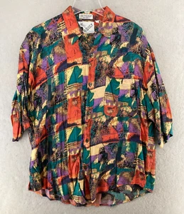 Goouch Mens Shirt Large Geometric Vintage 80s 90s Single Needle Tailoring - Picture 1 of 7