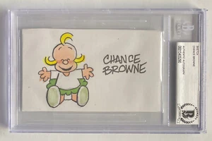 CHANCE BROWN SIGNED & SKETCH (TRIXIE) HI & LOIS 3X5 BECKETT AUTHENTIC AUTO & ART - Picture 1 of 2