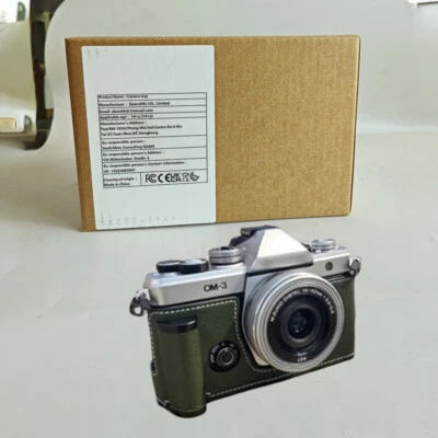 Funda de cuero genuino hecha a mano con asa de cámara para Olympus OM SYSTEM OMES Foto 1 de 4