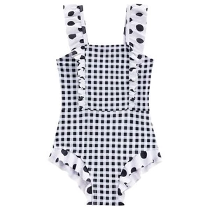Girls Ruffles Swimsuit One Piece Bathing Suit Kids 2-12T Pool Beach Swimming - Picture 1 of 6