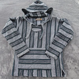 Sudadera con Capucha Tejida Baja Mexicana Ajuste Retro Para Hombre Pullover Grande Bolsillo a Rayas - Imagen 1 de 7