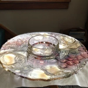 MIKASA ROUND SERVING PLATTER RAISED CHERRIES & BERRIES W/ DIP BOWL ATTACHED - Picture 1 of 4