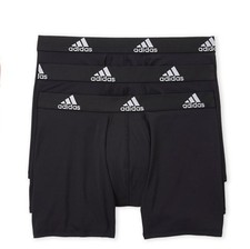 New Adidas Men's 3 Pack Climalite Performance Underwear Boxer Briefs Black SZ M