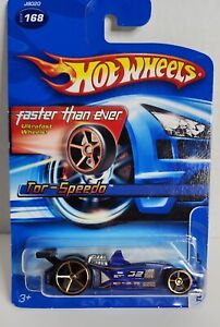 2006 Hot Wheels Faster Than Ever #168 TOR-SPEEDO Blue w/Gold FTE Spoke Wheels