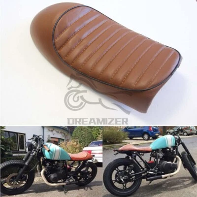 Asiento de corredor café estilo marrón plano y sillín de joroba para Honda Suzuki Yamaha Foto 1 de 4