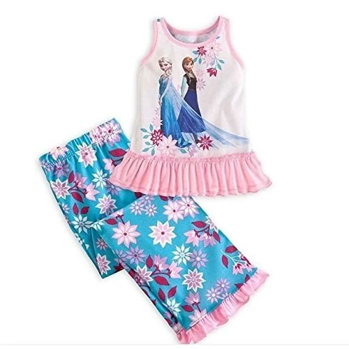 Conjunto de pijama Disney Frozen Elsa e Anna regata e calça cropped - Imagem 1 de 1