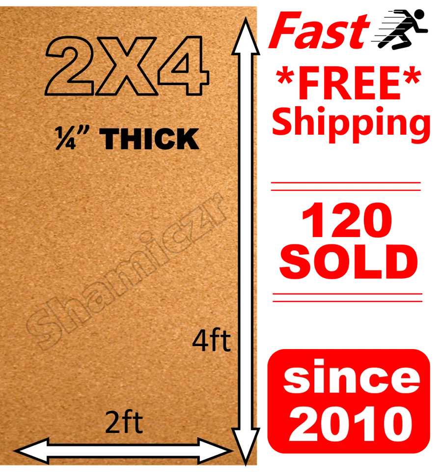 2' x 4' x1/4" THICK CORK ROLL 4x2 bulletin message board panel sheet wall notice - Image 1 of 4
