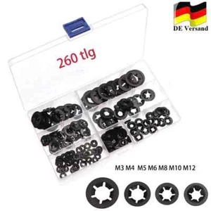 260tlg Sicherungsscheiben Sortiment M3 M4 - M12 Sicherungsring Klemmscheibe Satz - Bild 1 von 3