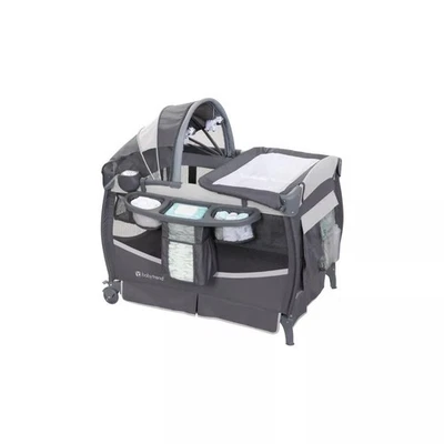 Baby Trend Deluxe Nursery Center Misty Gray Full Bassinet Changing Table Locking - Image 1 of 4