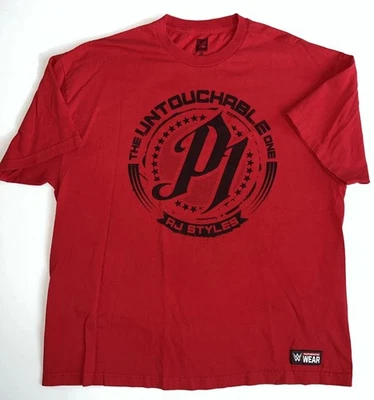 WW T-shirt Red Adult Sz 2XL AJ Styles Untouchable One Hard To Follow Authentic - Image 1 of 4