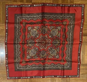 Vintage Damon Red Paisley 23” Square Scarf Handkerchief Made In Italy - Picture 1 of 4