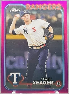 2024 Topps Chrome - Pink Refractor #100 Corey Seager - Picture 1 of 2