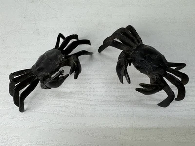 Y9423 OKIMONO Cobre 2 Cangrejos Figura Pequeña Japón Antigua Decoración Interior Foto 1 de 4