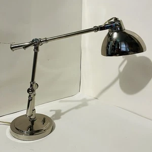 Pottery Barn Metal Architect Pharmacy Adjustable Desk Table Lamp Chrome HEAVY - Picture 1 of 13