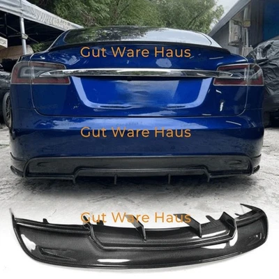 für Tesla Model S 2012-2015 Carbon Heckdiffusor Heck Stoßstange Diffusor Spoiler - Bild 1 von 4