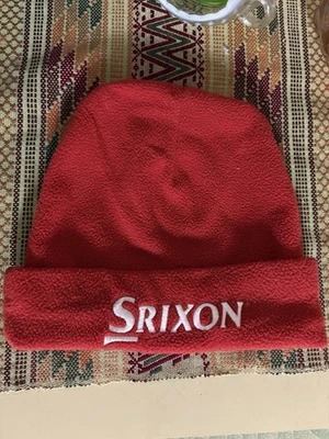 SRIXON Red Fleece Beanie Hat with Golf Ball Logo Winter Cold Weather One Size - Image 1 of 3