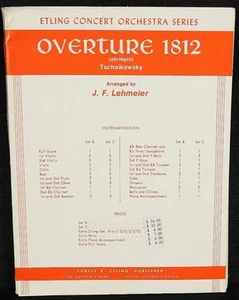 Overture 1812 Tschaikowsky Sheet Music Score Book Etling Concert Orchestra - Picture 1 of 7