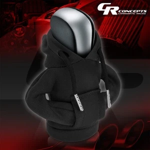 Mini sudadera con capucha universal tejida de nailon negra cubierta de palanca de cambios de coche engranaje linda perilla de cambio - Imagen 1 de 8