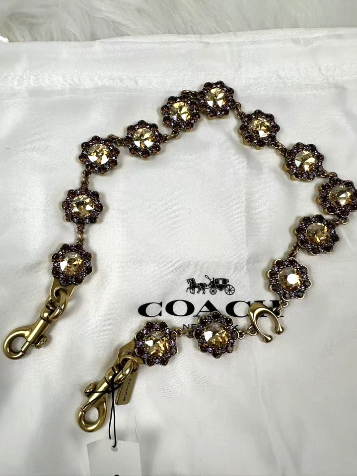 BN Coach Womens Short Jewelry Chain Strap CAU47 Brass/Yellow Multi