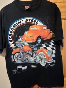 Vintage American Biker 3D Emblem Screaming Steel XL Car Shirt 1993 Single Stitch - Picture 1 of 8