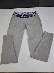 Gymshark Dry Leggings Youth Size Large 27"×29" Grey/Purple Nylon Blend #7333 - Picture 1 of 5