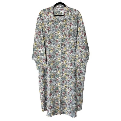 STORQ Maternity Floral Easy Midi Shirt Dress Long Sleeves Loose Fit Pregnant - Image 1 of 4
