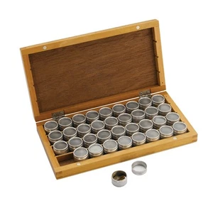 Watchmakers Storage Box, Small Parts Tins in Wooden Box, Movements, Screws etc - Picture 1 of 3