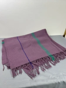 Gagalis & Company Inc NY Reine Wolle Fransen Überwurf Lila & Grün 51" x 68" Griechenland - Bild 1 von 6