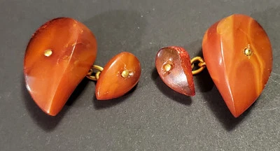 Par de gemelos vintage de ámbar báltico Foto 1 de 3