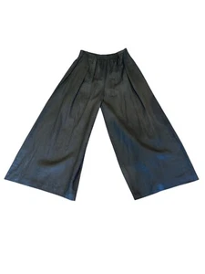 Sue Wong Studio Black Wide-Leg Pants L 100% Ramie Elastic Waistband Made In USA - Picture 1 of 10